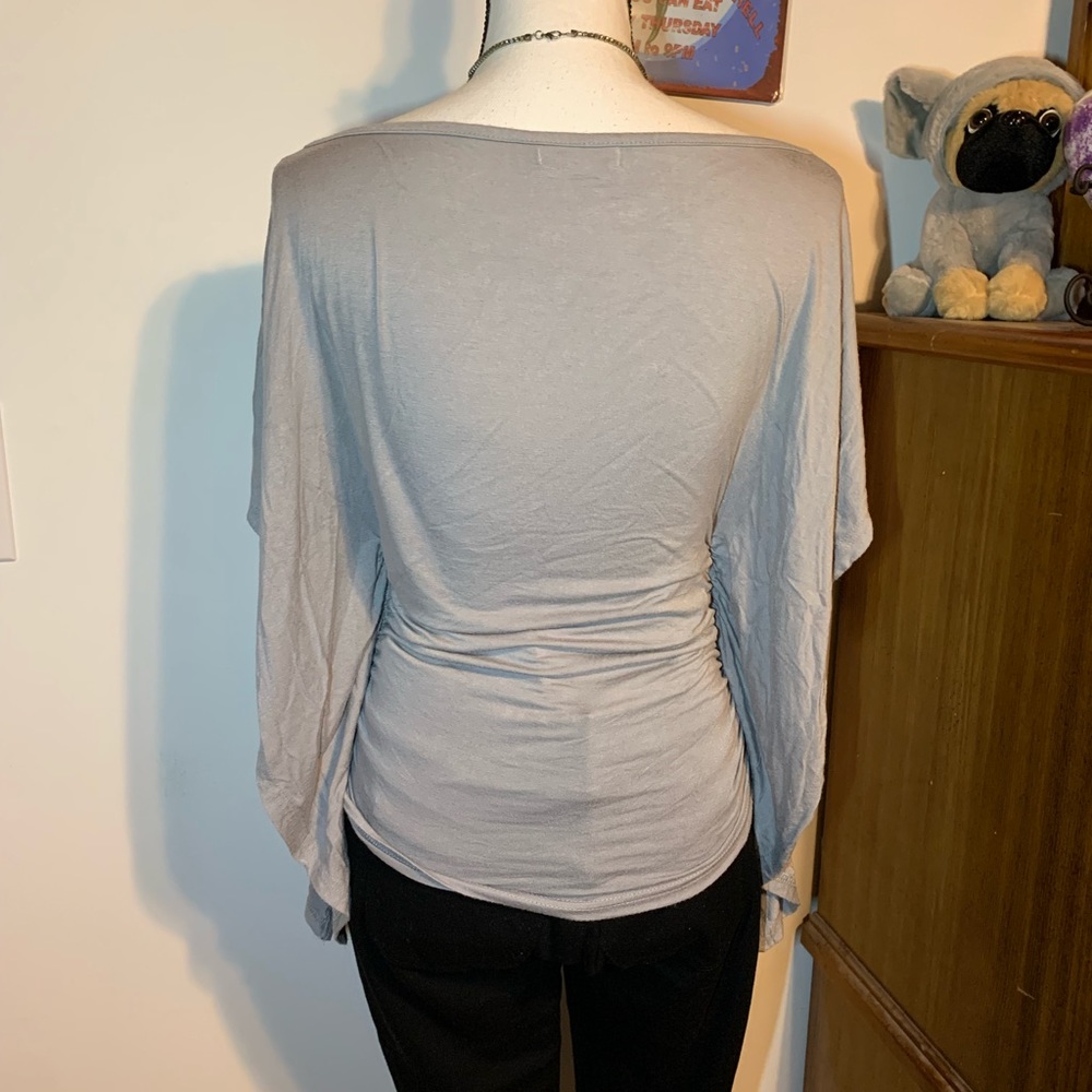 ❌SOLD🎃Patty Gray Batwing Ruched Top - Picture 6 of 9